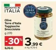 Carrefour Terre d'Italia Olive Taggiasche Snocciolate offerta