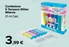 Carrefour Mitama Confezione 5 Tempere Glitter offerta