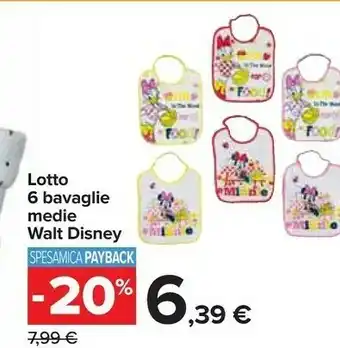 Carrefour Lotto 6 Bavaglie Medie Walt Disney offerta