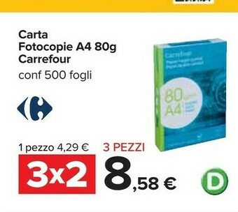 Carrefour Carrefour Carta Fotocopie A4 offerta