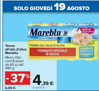 Carrefour Mareblu - Tonno all'Olio di Oliva offerta