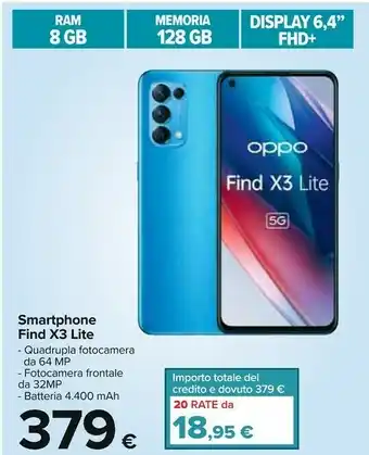 Carrefour Oppo Find Smartphone X3 Life 128gb offerta