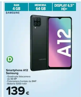 Carrefour Samsung Smartphone A12 64gb 6.5'' offerta