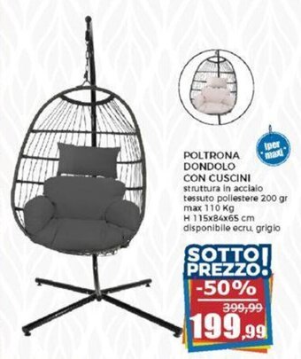 Happy Casa POLTRONA DONDOLO CON CUSCINI offerta