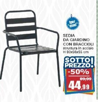 Happy Casa SEDIA DA GIARDINO CON BRACCIOLI H 80x56x55 cm offerta