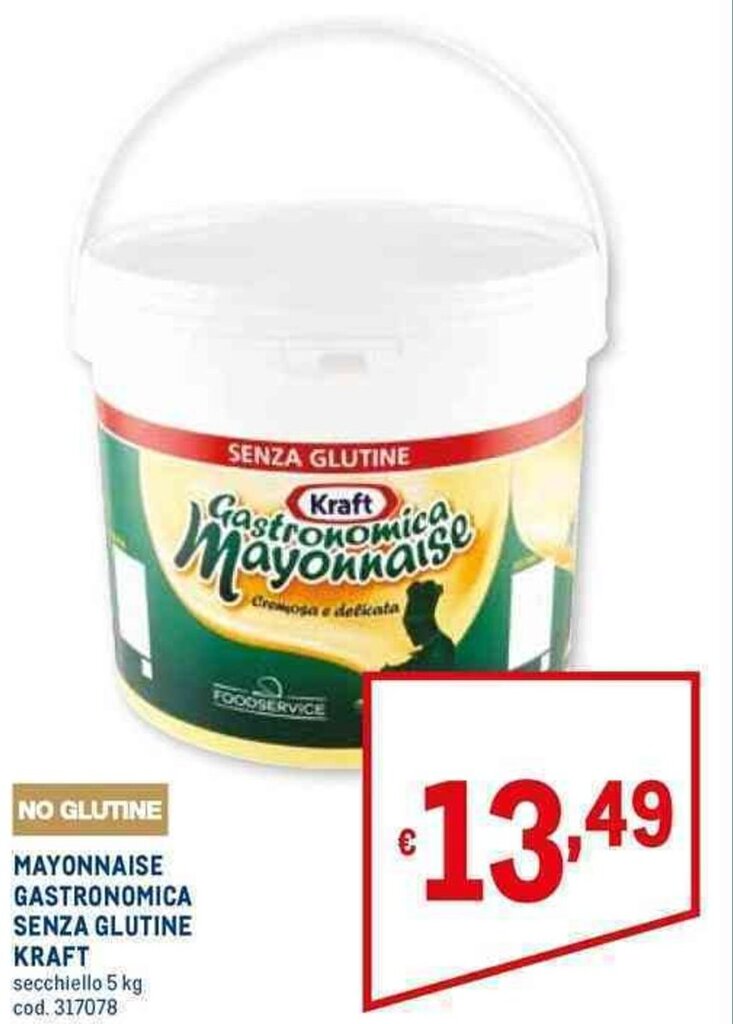 MAYONNAISE GASTRONOMICA SENZA GLUTINE KRAFT secchiello 5 kg offerta di
