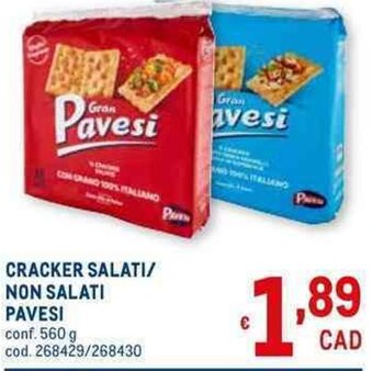 Metro CRACKER SALATI/ NON SALATI PAVESI conf. 560 g offerta