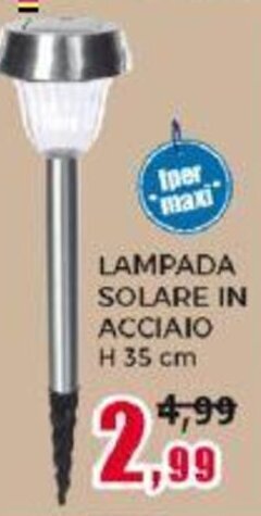 LAMPADA SOLARE IN ACCIAIO H 35 cm