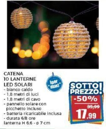 Happy Casa CATENA 10 LANTERNE LED SOLARI offerta