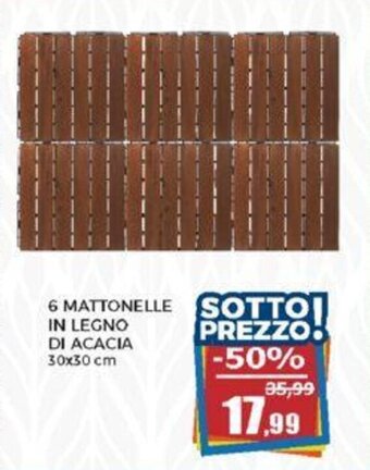 Happy Casa 6 MATTONELLE IN LEGNO DI ACACIA 30x30 cm offerta