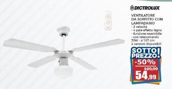 Happy Casa DICTROLUX VENTILATORE DA SOFFITTO CON LAMPADARIO offerta