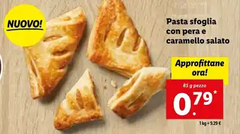 Lidl Pasta sfoglia con pera e caramello salato 85 g pezzo offerta