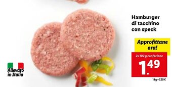 Lidl Hamburger di tacchino con speck 2x 102 g confezione offerta