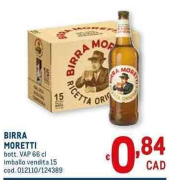 Metro BIRRA MORETTI bott. VAP 66 cl offerta