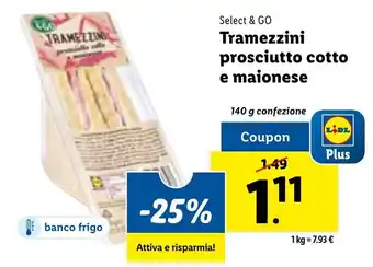 Lidl Select & GO Tramezzini prosciutto cotto e maionese 140 g confezione offerta