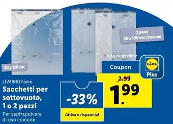Lidl LIVARNO home Sacchetti per sottovuoto, 1 o 2 pezzi offerta