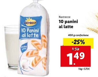 Lidl Nastrecce 10 panini al latte 400 g confezione offerta