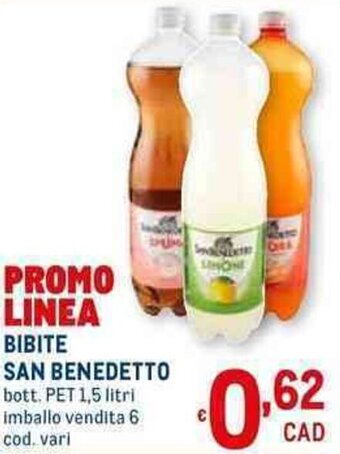 Metro BIBITE SAN BENEDETTO bott. PET 1,5 litri offerta