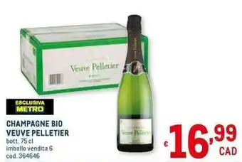 Metro CHAMPAGNE BIO VEUVE PELLETIER bott. 75 cl offerta
