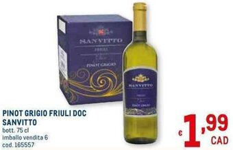 Metro PINOT GRIGIO FRIULI DOC SANVITTO bott. 75 cl offerta