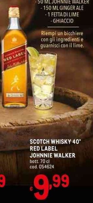 Metro SCOTCH WHISKY 40° RED LABEL JOHNNIE WALKER bott. 70 cl offerta