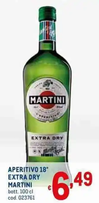 Metro MARTINI EXTRA DRY APERITIVO 18° EXTRA DRY MARTINI bott. 100 cl offerta