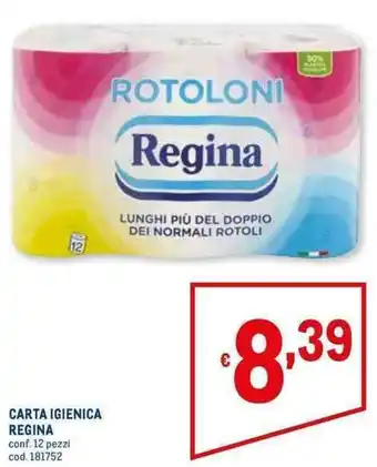 Metro CARTA IGIENICA REGINA conf. 12 pezzi offerta