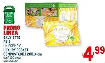 SALVIETTE FRIA LUXURY POCKET COMPOSTABILI 20X14 cm conf. 100 pezzi