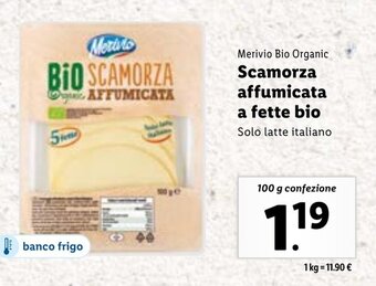 Lidl Merivio Bio Organic Scamorza affumicata a fette bio 100 g confezione offerta