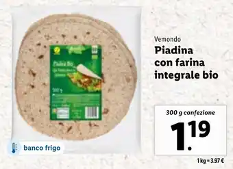 Lidl Vemondo Piadina con farina integrale bio 300 g confezione offerta