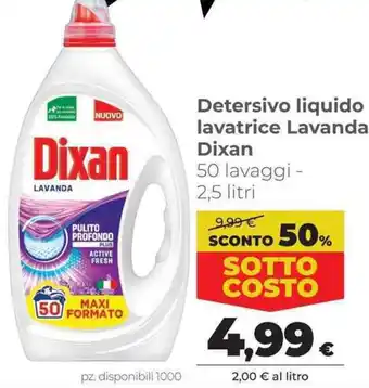 Coop Detersivo liquido lavatrice Lavanda Dixan 50 lavaggi - 2,5 litri offerta