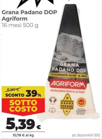 Coop Grana Padano DOP Agriform 16 mesi 500 g offerta