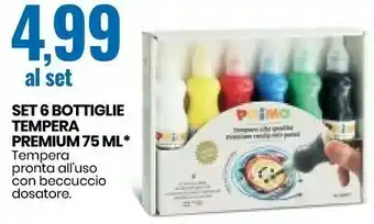 Eurospin Set 6 Bottiglie Tempera Premium 75ml offerta