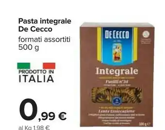 Carrefour De Cecco Pasta Integrale offerta