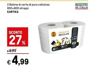 Iper La Grande Kartika 2 Bobine Di Carta Di Pura Cellulosa offerta