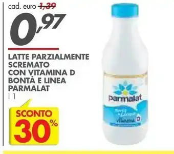 Italmark Parmalat Latte Parzialmente Scremato Con Vitamina D offerta