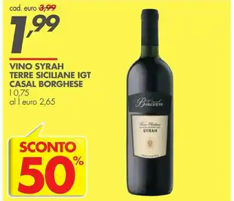 Italmark Casal Borghese Vino Syrah Terre Siciliane IGT offerta