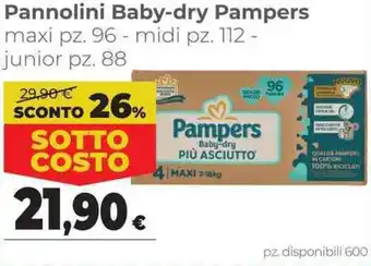 Coop Pannolini Baby-dry Pampers maxi pz. 96- midi pz. 112 offerta