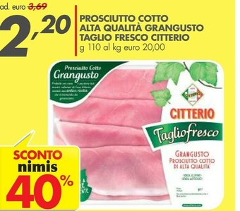 Italmark Citterio Prosciutto Cotto Di Alta Qualità 110 G(ml) offerta