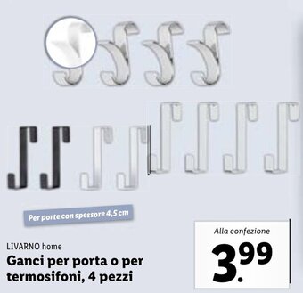 Lidl LIVARNO home Ganci per porta o per termosifoni, 4 pezzi offerta