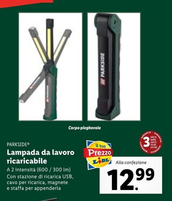 Lidl PARKSIDEⓇ Lampada da lavoro ricaricabile offerta