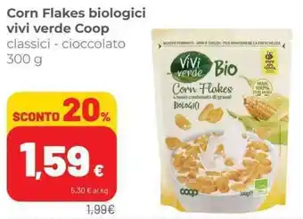 Coop Corn Flakes biologici vivi verde Coop classici - cioccolato 300 g offerta