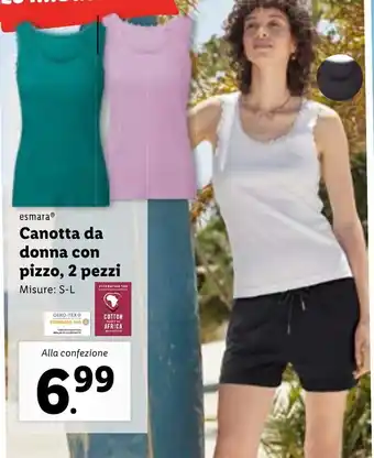 Lidl esmara® Canotta da donna con pizzo, 2 pezzi Misure: S-L offerta