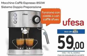 Famila Superstore Ufesa - macchina caffe espresso 850w sistema doppia preparazione offerta