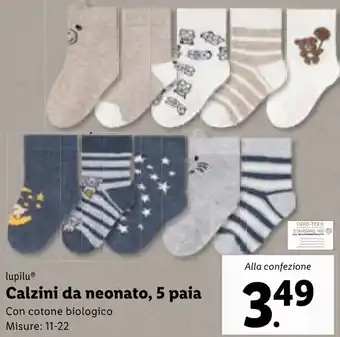 Lidl lupiluⓇ Calzini da neonato, 5 paia Misure: 11-22 offerta