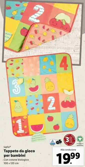 Lidl lupiluⓇ Tappeto da gioco per bambini 100 x 120 cm offerta
