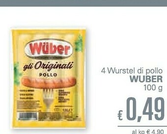 Unes Wuber 4 Wurstel Di Pollo offerta