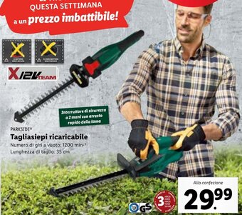 Lidl PARKSIDEⓇ Tagliasiepi ricaricabile offerta