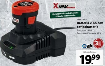 Lidl PARKSIDEⓇ Batteria 2 Ah con caricabatterie offerta