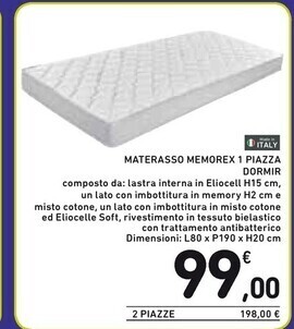 Spazio Conad Dormir materasso memorex 1 piazza offerta